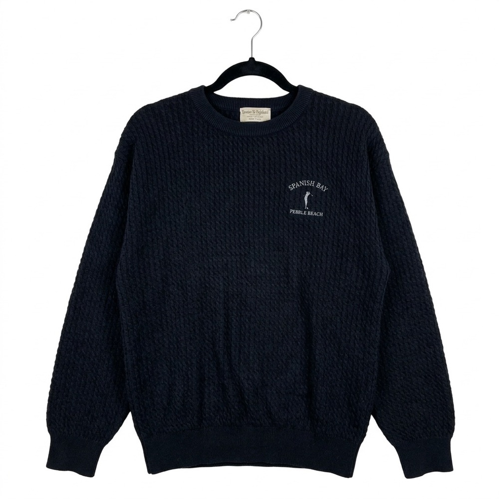 VINTAGE Tricots St Raphael Spanish Bay Pebble Beach Black Knit Men’s Sweater L